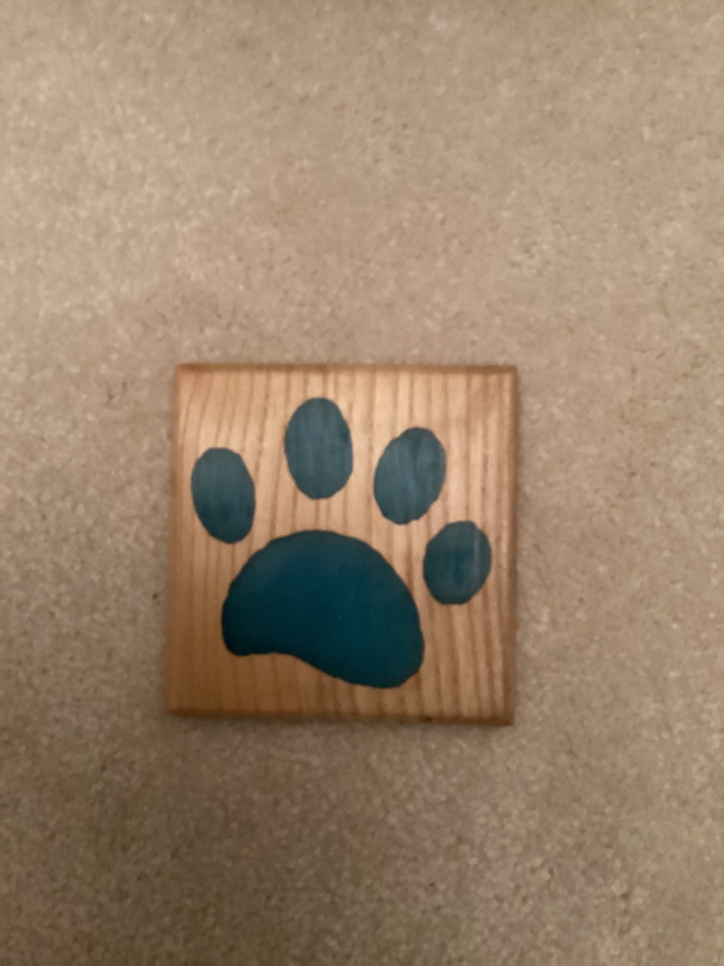 Paw print epoxy and wood coaster